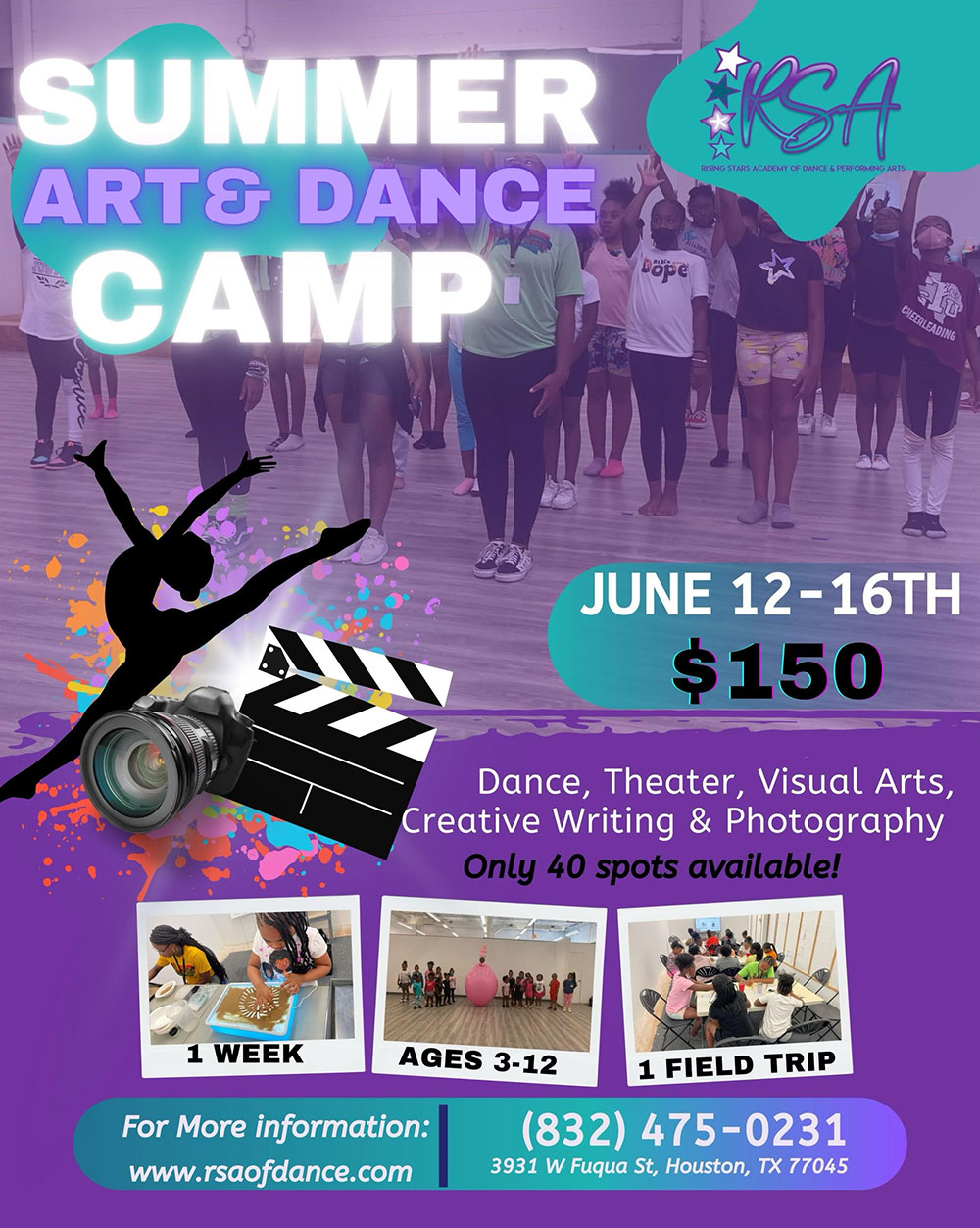 Summer dance and arts classes in Houston
